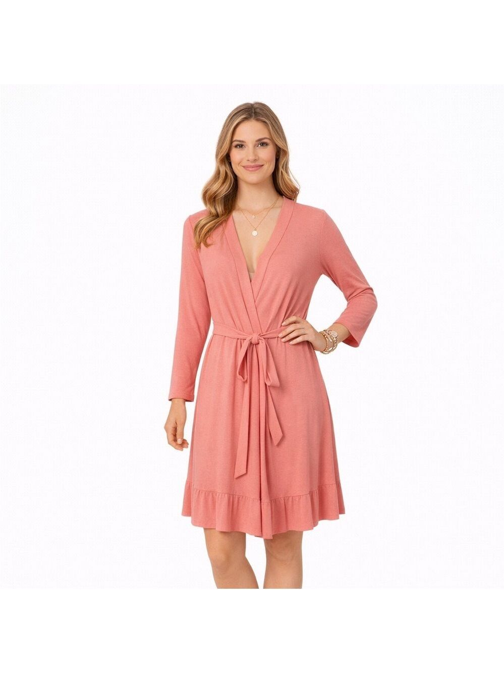 La vie en rose pink kimono cozy jersey wrap robe sleepwear loungewear NWT Large